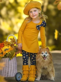 Daisy Dream Hi-Lo Tunic & Legging Set -Kid's Apparel Sales GFSEB043 Mustard 5
