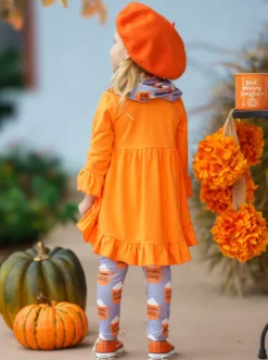 Pumpkin Spice Season Tunic, Scarf & Legging Set -Kid's Apparel Sales GFSEB052 Orange 1 8a81743f 4958 4f7b 92ca 729394ed034a