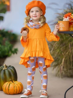 Pumpkin Spice Season Tunic, Scarf & Legging Set