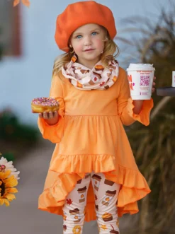 But First, Pumpkin Sweets Tunic, Legging & Scarf Set -Kid's Apparel Sales GFSEB053 Mustard 1 ac1f25ba b992 4a10 8d77 6d60531345bf