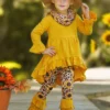 Sunflower Leopard Print Tunic, Legging & Scarf Set