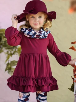 Line Leader Legging & Scarf Set 10 Line Leader Legging & Scarf Set -Kid's Apparel Sales GFSEB060 Burgundy 3