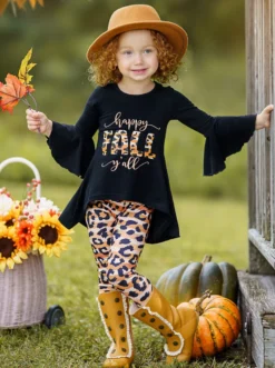 Happy Fall Y'all Stripes & Leopard Print Legging Set