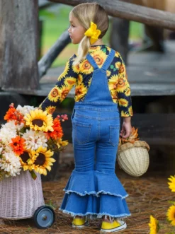 Girl Power Flared Denim Overall Set -Kid's Apparel Sales GFSEB078 Marigold 1