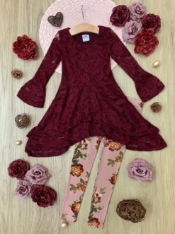Darling Lace Sidetail Tunic & Legging Set