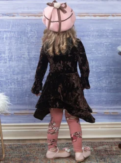 Cute Crushed Velvet Sidetail Tunic & Legging Set -Kid's Apparel Sales GFSEB119 Brown 9 scaled