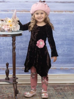 Cute Crushed Velvet Sidetail Tunic & Legging Set -Kid's Apparel Sales GFSEB119 Brown aea02d84 b463 4094 9e52 20aa9bfd3252 scaled