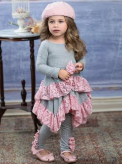 Love Lace Handkerchief Tunic & Legging Set -Kid's Apparel Sales GFSEB127 Grey 15 scaled