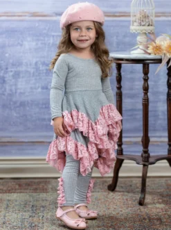 Love Lace Handkerchief Tunic & Legging Set -Kid's Apparel Sales GFSEB127 Grey 19 scaled