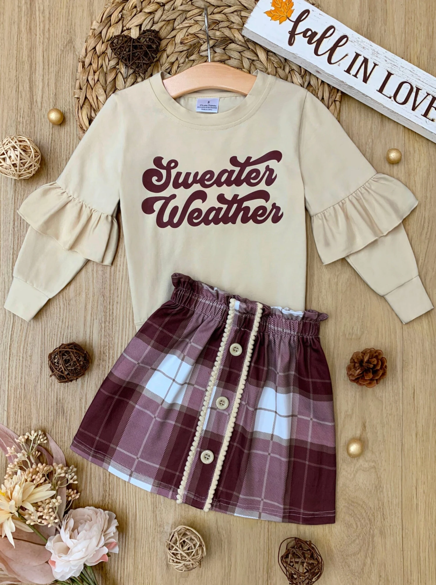 Sweater Weather Time Plaid Skirt Casual Set 2 Sweater Weather Time Plaid Skirt Casual Set - Image 2