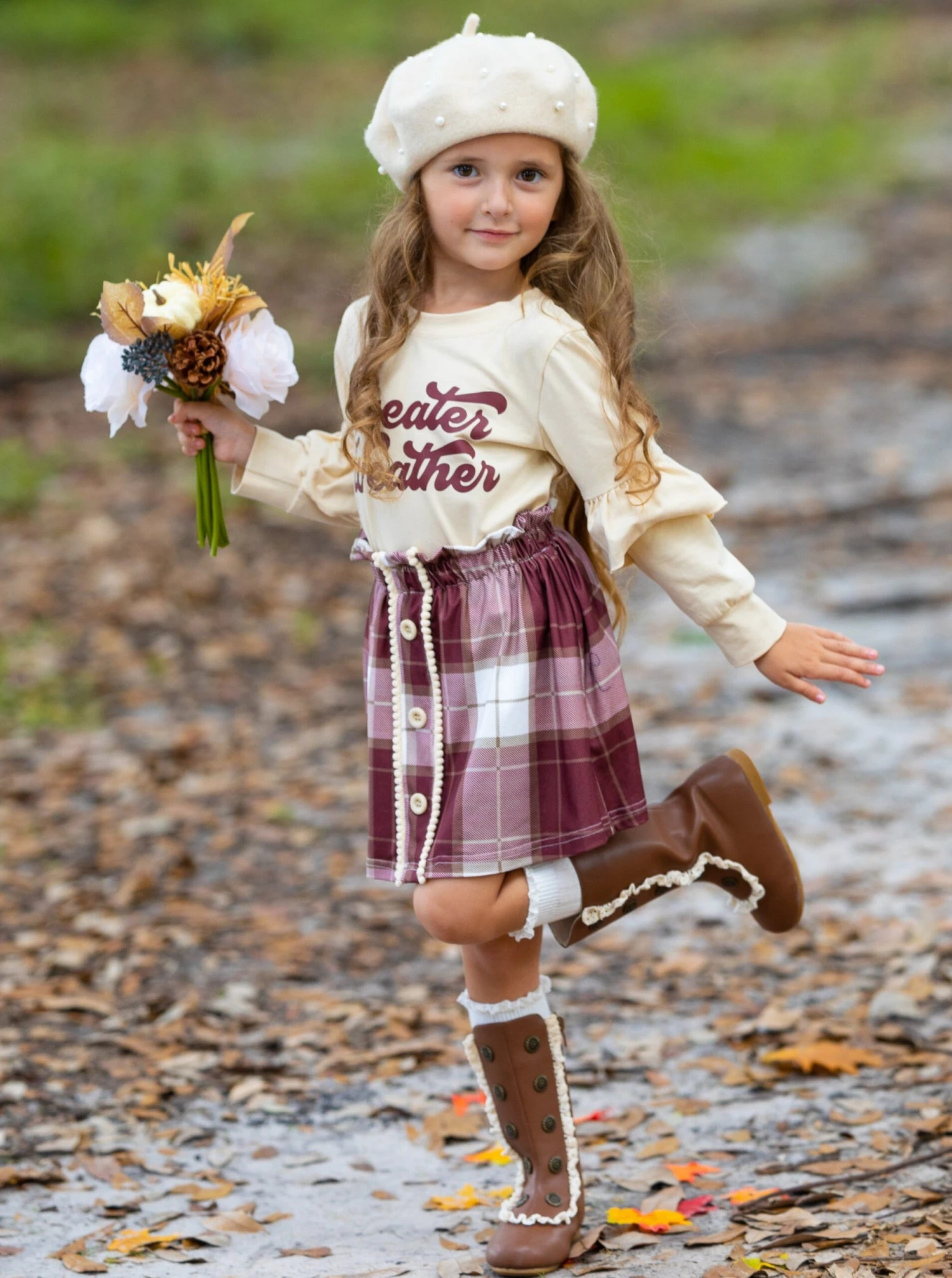 Sweater Weather Time Plaid Skirt Casual Set 1 Sweater Weather Time Plaid Skirt Casual Set