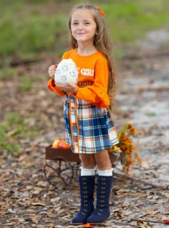 Spice Girl Vibes Plaid Skirt Casual Set 10 Spice Girl Vibes Plaid Skirt Casual Set -Kid's Apparel Sales GFSEC005 Orange 8 scaled