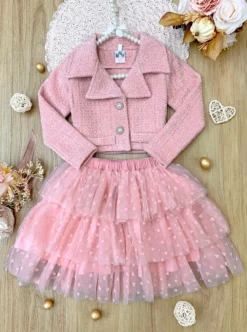 Fairy Flutter Pink Jacket & Tutu Skirt Set -Kid's Apparel Sales GFSEC009 Pink scaled