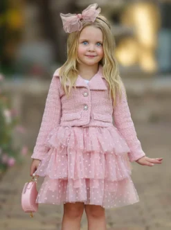 Fairy Flutter Pink Jacket & Tutu Skirt Set -Kid's Apparel Sales GFSEC009 Pink 1