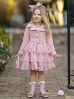 Fairy Flutter Pink Jacket & Tutu Skirt Set -Kid's Apparel Sales GFSEC009 Pink 4