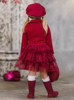 Fairy Flutter Red Jacket & Tutu Skirt Set -Kid's Apparel Sales GFSEC009 Red 5
