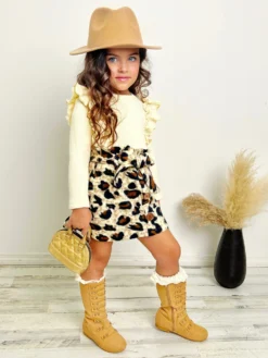 Purrfectly Chic Top & Leopard Print Skirt Set -Kid's Apparel Sales GFSEC013 Leopard 3