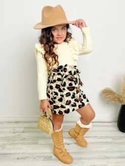 Purrfectly Chic Top & Leopard Print Skirt Set -Kid's Apparel Sales GFSEC013 Leopard 4