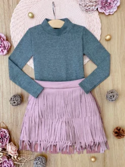 Boho Glam Rib Knit Top & Pink Fringe Suede Shorts -Kid's Apparel Sales GFSEC022 Pink b84dfee7 b566 44ed 939e 02723b7b6940 scaled