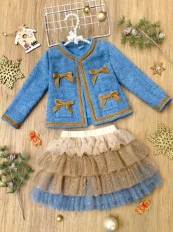 Hello Darling Blue Tweed Jacket & Tulle Skirt 10 Hello Darling Blue Tweed Jacket & Tulle Skirt -Kid's Apparel Sales GFSEC031 Blue scaled