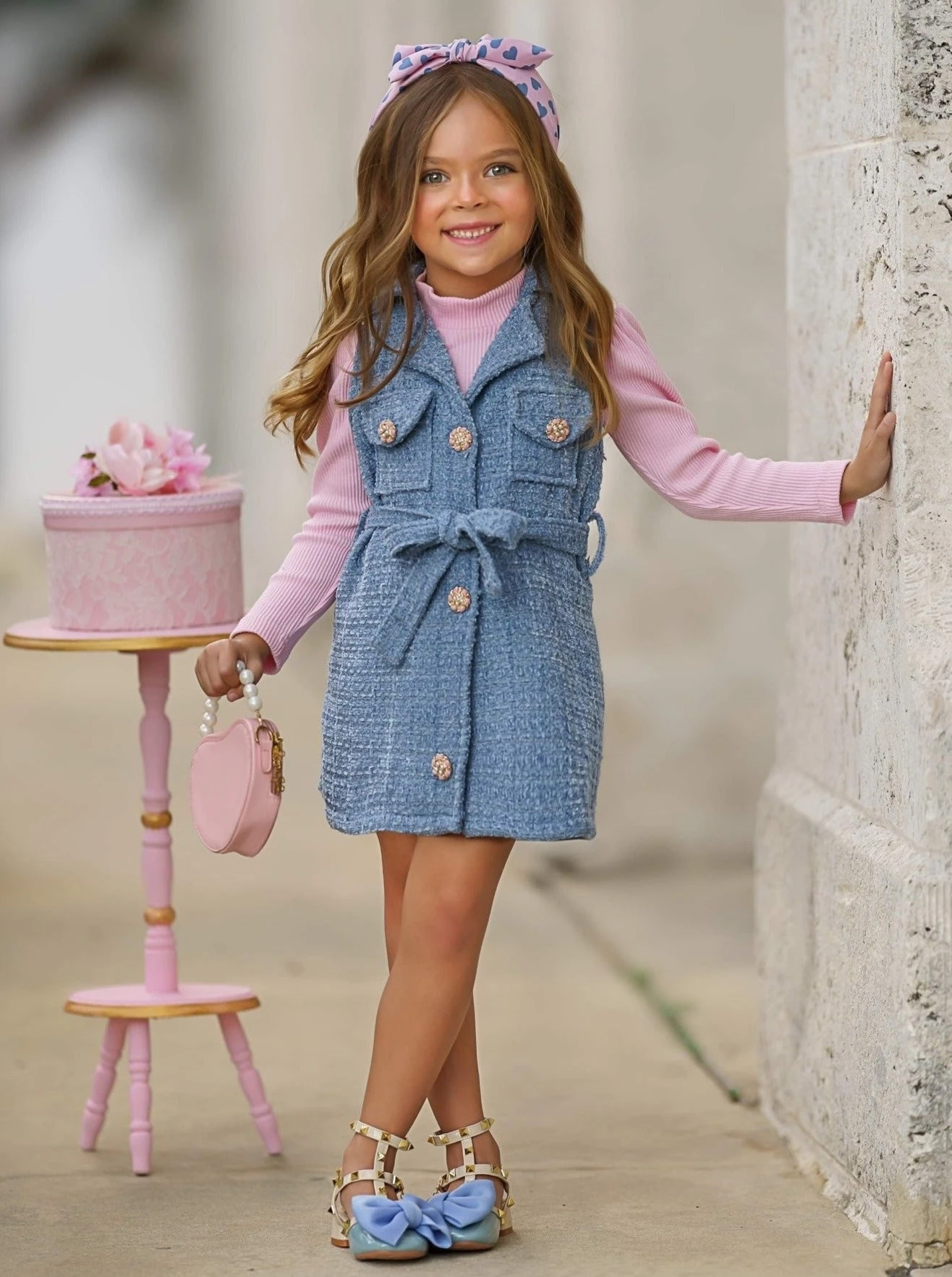 Forever Chic Pink Sweater & Belted Tweed Shacket Dress Set 1 Forever Chic Pink Sweater & Belted Tweed Shacket Dress Set