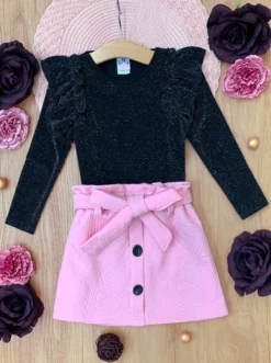 Fall-Tastic Time Ruffle Top & Skirt Set