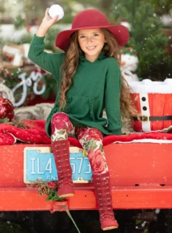 My Day Out Hooded Tunic & Floral Legging Set -Kid's Apparel Sales GFSEC038 Green 4 scaled