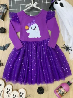 Hey Boo Glitter Tutu Dress -Kid's Apparel Sales GHDRB001 Purple scaled