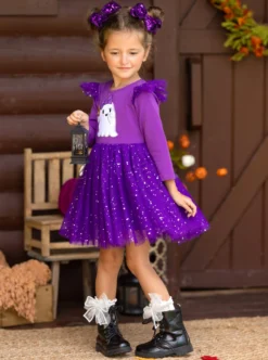 Hey Boo Glitter Tutu Dress -Kid's Apparel Sales GHDRB001 Purple 9 scaled