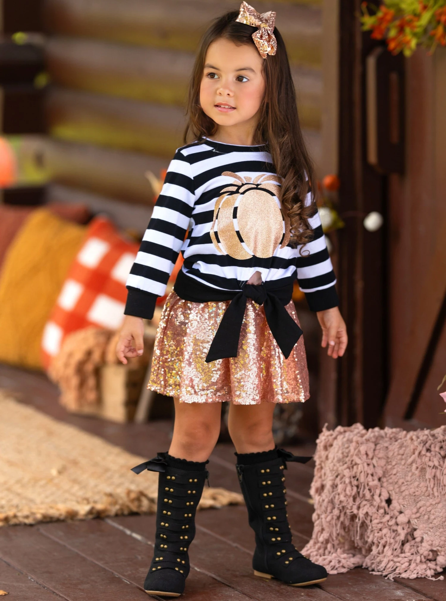 Harvest Sparkle Sequin Tutu Skirt Set 5 Harvest Sparkle Sequin Tutu Skirt Set - Image 5