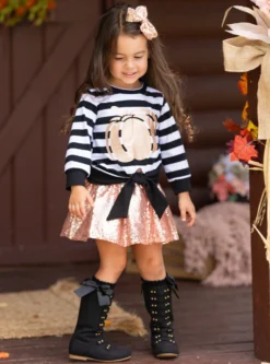 Harvest Sparkle Sequin Tutu Skirt Set 14 Harvest Sparkle Sequin Tutu Skirt Set -Kid's Apparel Sales GHSEB003 Gold 2 scaled