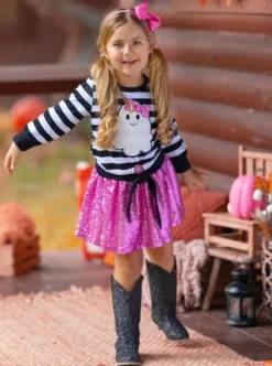 Here For The Boos Top & Sequin Skirt Set -Kid's Apparel Sales GHSEB003 Pink 15 scaled