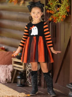How Do You Boo Striped Sleeve Tutu Dress 13 How Do You Boo Striped Sleeve Tutu Dress -Kid's Apparel Sales GHSEB005 Black 10 scaled
