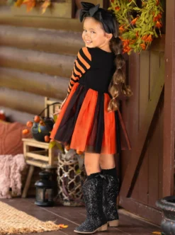 How Do You Boo Striped Sleeve Tutu Dress 12 How Do You Boo Striped Sleeve Tutu Dress -Kid's Apparel Sales GHSEB005 Black 13 scaled
