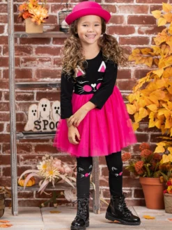 Cat-alog Cutie Tutu Tunic & Legging Set -Kid's Apparel Sales GHSEB013 HotPink 6
