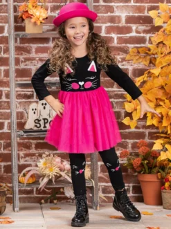Cat-alog Cutie Tutu Tunic & Legging Set -Kid's Apparel Sales GHSEB013 HotPink 8