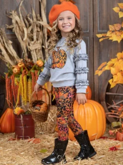 Always Autumn Frill Pullover & Legging Set -Kid's Apparel Sales GHSEB015 Orange 12