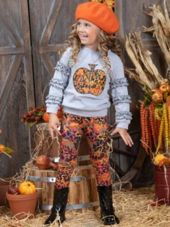 Always Autumn Frill Pullover & Legging Set -Kid's Apparel Sales GHSEB015 Orange 16