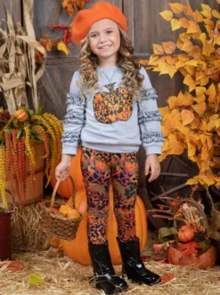 Always Autumn Frill Pullover & Legging Set -Kid's Apparel Sales GHSEB015 Orange 18