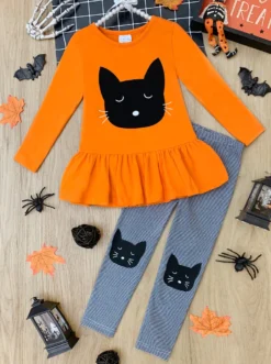 Cool Cats Tunic & Legging Set -Kid's Apparel Sales GHSEB017 Orange scaled