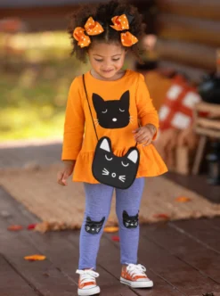 Cool Cats Tunic & Legging Set -Kid's Apparel Sales GHSEB017 Orange 1 scaled