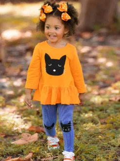 Cool Cats Tunic & Legging Set -Kid's Apparel Sales GHSEB017 Orange 16 scaled