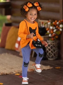 Cool Cats Tunic & Legging Set -Kid's Apparel Sales GHSEB017 Orange 8 scaled