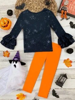 Boo Y'all Sequin Pants Set -Kid's Apparel Sales GHSEB020 Orange 2 scaled