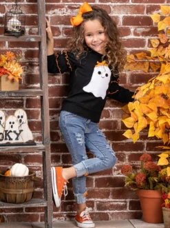 Looking Good, Ghoul Pullover & Cuffed Jeans Set 7 Looking Good, Ghoul Pullover & Cuffed Jeans Set -Kid's Apparel Sales GHSEB024 Black 13