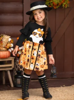 Boo, Felicia Ghost Top & Halloween Skirt Set 10 Boo, Felicia Ghost Top & Halloween Skirt Set -Kid's Apparel Sales GHSEB026 Black 1 scaled