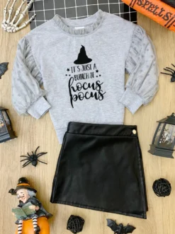 Bunch Of Hocus Pocus Sweater & Vegan Leather Skirt Set -Kid's Apparel Sales GHSEB027 Grey 402a3a8e e03d 4e6e 9106 bc3aa547b93b scaled