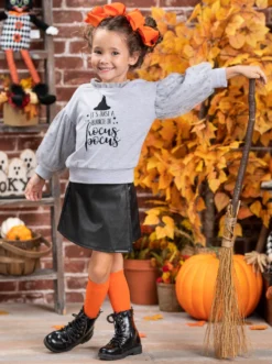 Bunch Of Hocus Pocus Sweater & Vegan Leather Skirt Set
