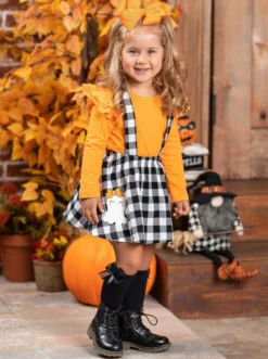 Ghostest With The Mostest Overall Skirt Set -Kid's Apparel Sales GHSEB029 Orange 1 scaled