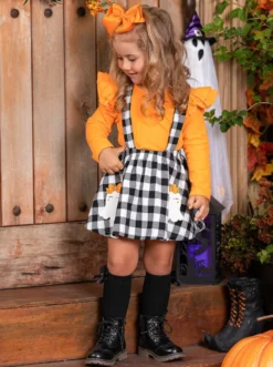 Ghostest With The Mostest Overall Skirt Set -Kid's Apparel Sales GHSEB029 Orange 9